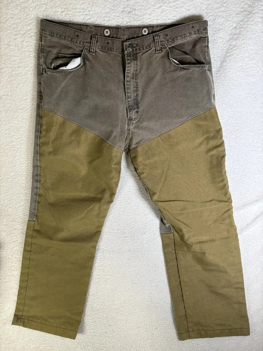 Vintage Wrangler Pro Gear Brush Pants 38x30 Double Knee Brown Work Hunting Y2K